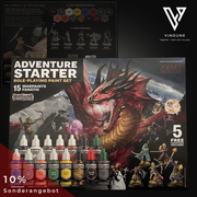 The Army Painter, GameMaster: Adventure Starter Farben-Set, 15 x 18 ml Modellbau Farben, inkl. Grundierung, 5 Tabletop Miniaturen & 1 Pinsel