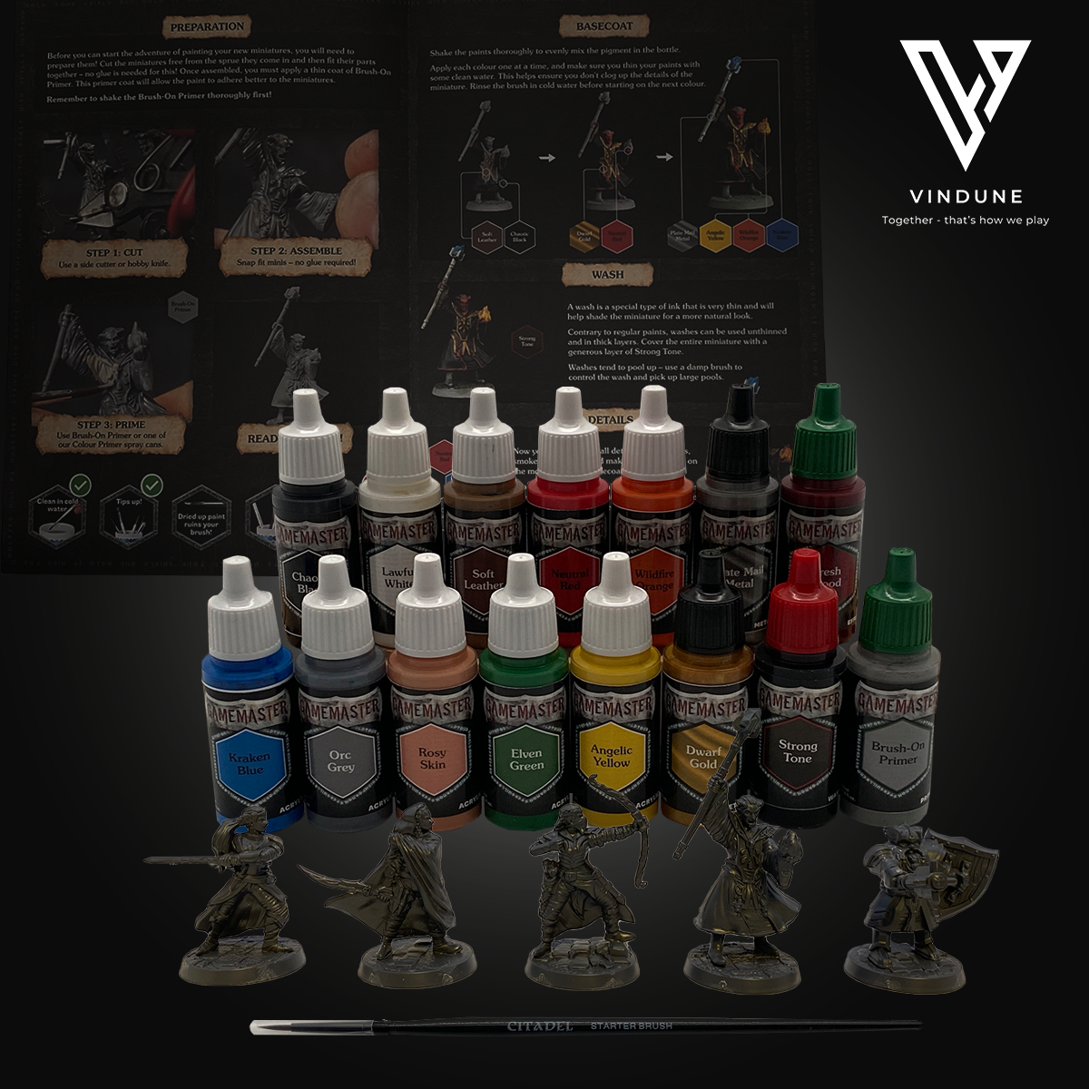 The Army Painter, GameMaster: Adventure Starter Farben-Set, 15 x 18 ml Modellbau Farben, inkl. Grundierung, 5 Tabletop Miniaturen & 1 Pinsel