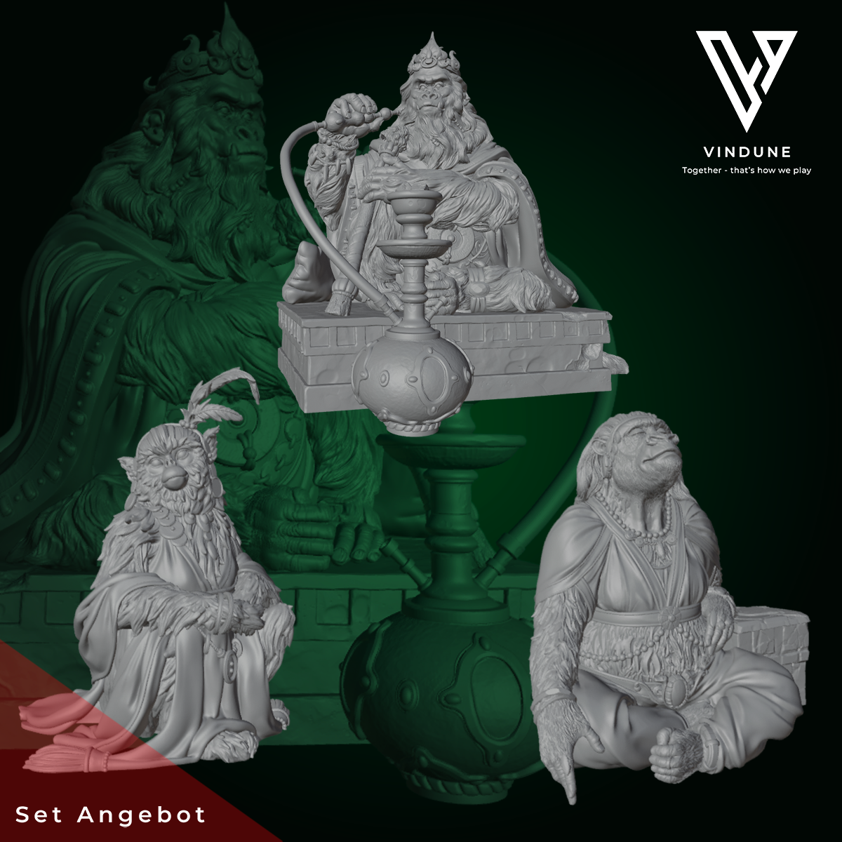 Affen Höflinge Set (Monkey Courtiers Set) - König, Königin, Konkubine - aus der Reihe Monkey Valley von White Werewolf Tavern